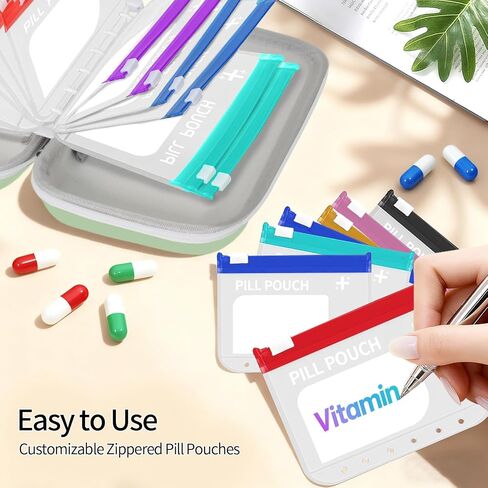 Extra Large Weekly Pill Organizer Set, Reusable Pill Bags with 14 Coded Pouches for Home and Travel, 7 Day with AM PM Large Storage Portable Medicine Pill Case for Fish Oils, Vitamins in Saudi Arabia