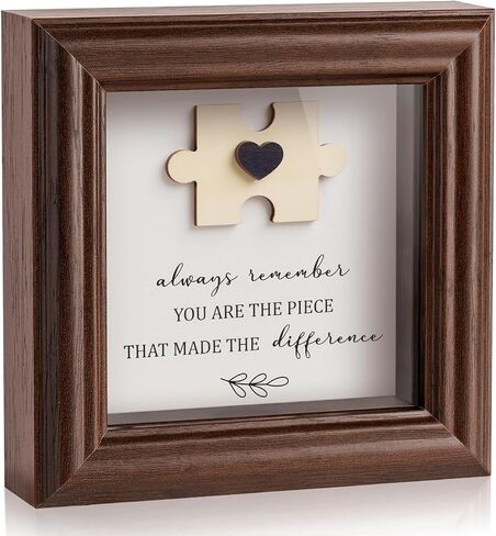 هدية صانع الفرق، إطار صندوق ظلال خشبي مقاس 5.2 بوصة، لوحة شكرًا لك على رئيس زملاء العمل، علامة تقدير فريدة من نوعها لقطعة اللغز لديكور مكتب المكتب، وداعًا للتقاعد، تذكار وداع in Kuwait