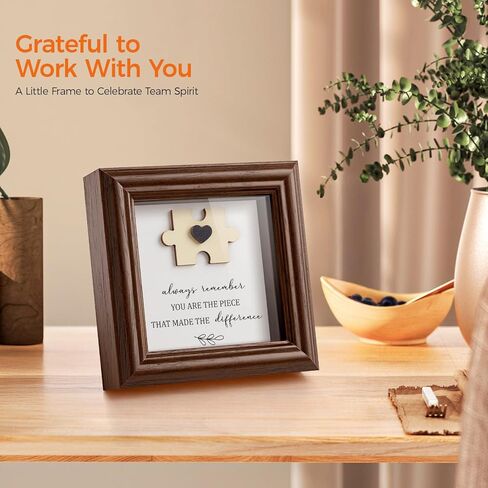 Difference Maker Gift 5.2" Wood Shadow Box Frame Thank You Plaque for Employee Coworker Boss, Unique Puzzle Piece Appreciation Sign for Office Desk Decor, Goodbye Retirement Farewell Keepsake in Saudi Arabia