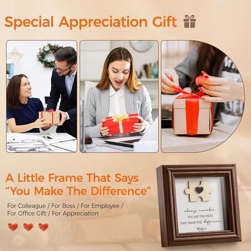 Difference Maker Gift 5.2" Wood Shadow Box Frame Thank You Plaque for Employee Coworker Boss, Unique Puzzle Piece Appreciation Sign for Office Desk Decor, Goodbye Retirement Farewell Keepsake in Saudi Arabia