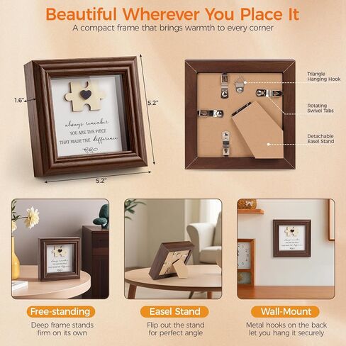Difference Maker Gift 5.2" Wood Shadow Box Frame Thank You Plaque for Employee Coworker Boss, Unique Puzzle Piece Appreciation Sign for Office Desk Decor, Goodbye Retirement Farewell Keepsake in Saudi Arabia