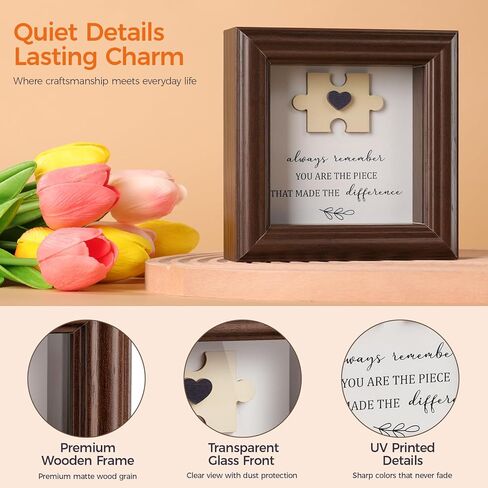 Difference Maker Gift 5.2" Wood Shadow Box Frame Thank You Plaque for Employee Coworker Boss, Unique Puzzle Piece Appreciation Sign for Office Desk Decor, Goodbye Retirement Farewell Keepsake in Saudi Arabia