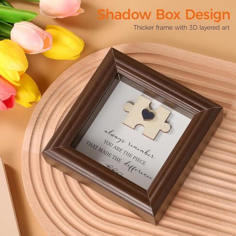 Difference Maker Gift 5.2" Wood Shadow Box Frame Thank You Plaque for Employee Coworker Boss, Unique Puzzle Piece Appreciation Sign for Office Desk Decor, Goodbye Retirement Farewell Keepsake in Saudi Arabia