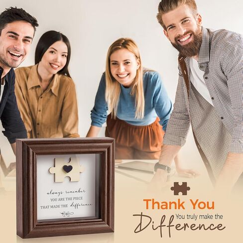 Difference Maker Gift 5.2" Wood Shadow Box Frame Thank You Plaque for Employee Coworker Boss, Unique Puzzle Piece Appreciation Sign for Office Desk Decor, Goodbye Retirement Farewell Keepsake in Saudi Arabia