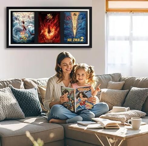Comic Book Storage,Comic Book Shadow Box,3 Magazine Display Stand,Wooden Comic Book Fame,Sports Magazine Frame for 8.5'' x 11.25'' Comics/Magazines, with Black Core Matting, with Installed Hangers. in Saudi Arabia