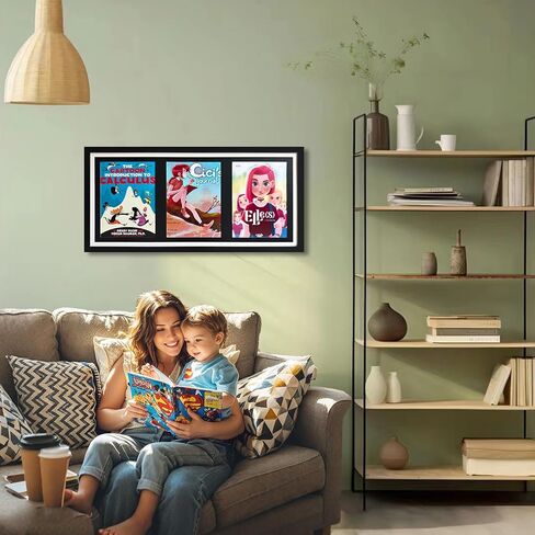 Comic Book Storage,Comic Book Shadow Box,3 Magazine Display Stand,Wooden Comic Book Fame,Sports Magazine Frame for 8.5'' x 11.25'' Comics/Magazines, with Black Core Matting, with Installed Hangers. in Saudi Arabia