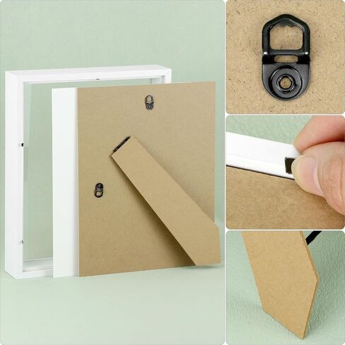QWORK 8 x 10in Shadow Box Picture Frames - MDF Wood with Acrylic Front, 3 Pack Square Shadow Boxes Display Cases for Photos, Crafts, and Keepsakes in Saudi Arabia
