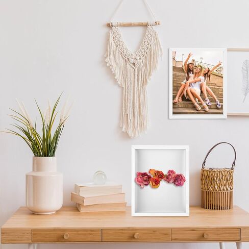 QWORK 8 x 10in Shadow Box Picture Frames - MDF Wood with Acrylic Front, 3 Pack Square Shadow Boxes Display Cases for Photos, Crafts, and Keepsakes in Saudi Arabia
