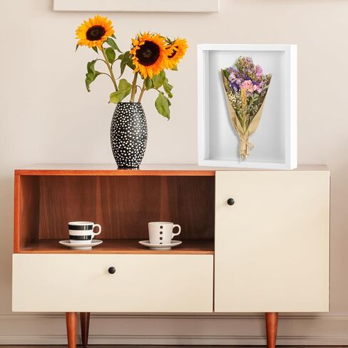 QWORK 8 x 10in Shadow Box Picture Frames - MDF Wood with Acrylic Front, 3 Pack Square Shadow Boxes Display Cases for Photos, Crafts, and Keepsakes in Saudi Arabia