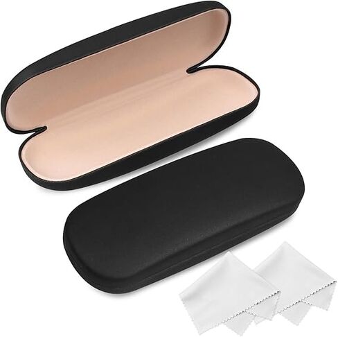 Eyeglass Case Set with Cleaning Cloth, Hard-Shell Eyeglass Case Fits Most Eyeglasses（Black） in Saudi Arabia