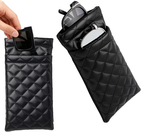 Double Glasses Case Large Portable Soft Eyeglass Case Squeeze Top Sunglasses for Women Men in Saudi Arabia