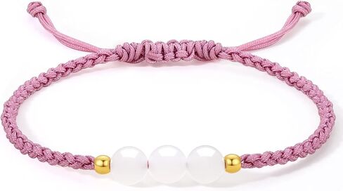 24K Solid Gold Bracelets for Women, Real Pure Gold Adjustable Friendship Gold Bead White Jade Bead Bracelet Green Pink Braided Bracelet for Women Men Mom Girlfriend in Saudi Arabia