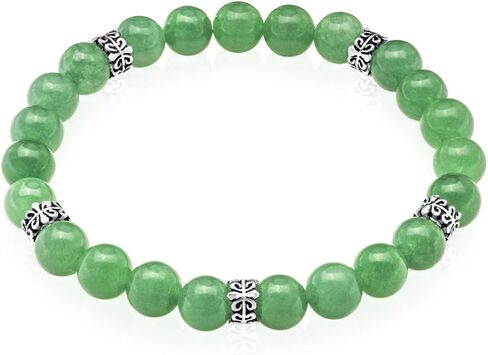 VY JEWELRY Aventurine Bracelet 8MM Dia Light Green Stones with 925 Sterling Silver Beads for Men and Women in Saudi Arabia