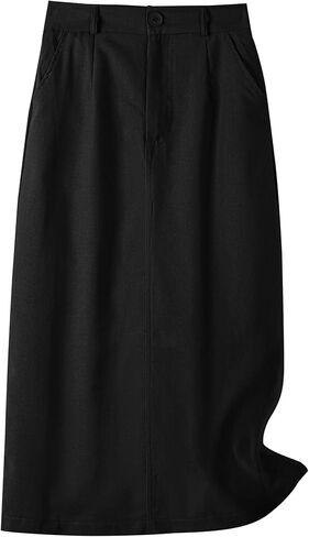 Allegra K Cotton Linen Skirts for Women Casual Spring Summer Elastic High Waisted Skirt Beach Vacation Clothes with Pockets in Saudi Arabia