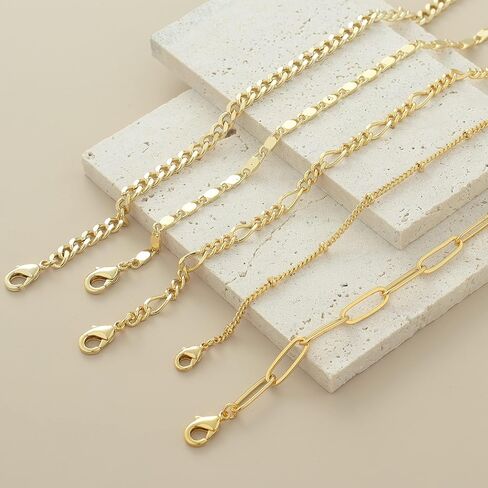 Ankle Bracelets for Women Waterproof Gold Jewelry Set Layered Cuban Figaro Link Chains Adjustable Size Gold Anklets Gift for Daily Wear in Saudi Arabia
