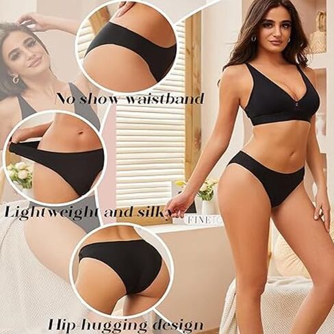 4 Pack Seamless Women Underwear Thongs,No Show Ladies Thong,No Line Workout Breathable Comfortable Panties,Soft Undies in Saudi Arabia
