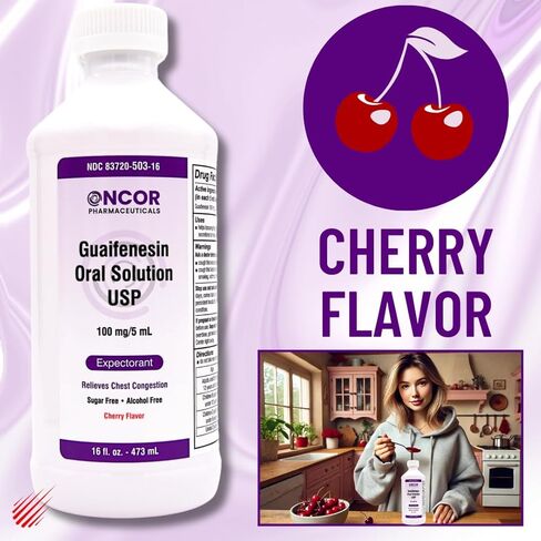 Oncor Guaifenesin 100 mg/5 mL Expectorant Cough Syrup, 16 fl oz | Chest Congestion Relief | Sugar Free & Alcohol Free in Saudi Arabia