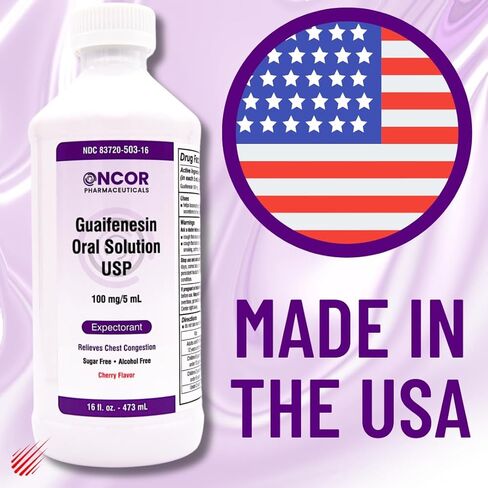 Oncor Guaifenesin 100 mg/5 mL Expectorant Cough Syrup, 16 fl oz | Chest Congestion Relief | Sugar Free & Alcohol Free in Saudi Arabia