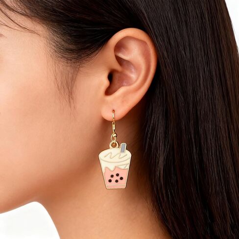 UJIMS Cute Bubble Tea Earrings - Boba Milk Tea Lover Gift for Women, Best Friends & Party in Saudi Arabia