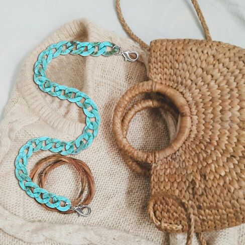 DOITOOL Turquoise Acrylic Purse Chain : Unique Big Fish Bone Design Beaded Chain Strap for Bag Stylish Charm Replacement for Handbags Purses Messenger Bags for Parties Travel Everyday Use 23.62 Inch in Saudi Arabia