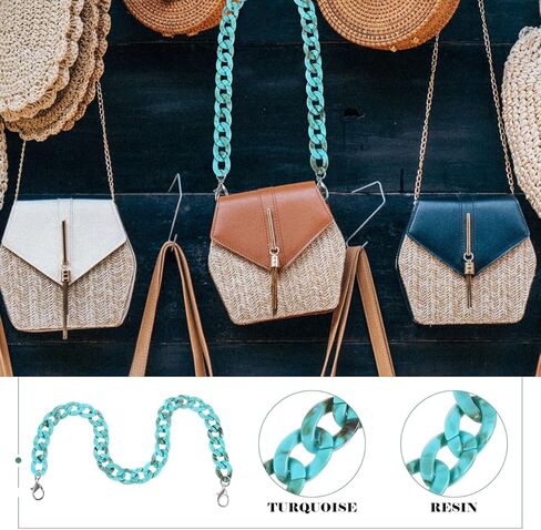 DOITOOL Turquoise Acrylic Purse Chain : Unique Big Fish Bone Design Beaded Chain Strap for Bag Stylish Charm Replacement for Handbags Purses Messenger Bags for Parties Travel Everyday Use 23.62 Inch in Saudi Arabia