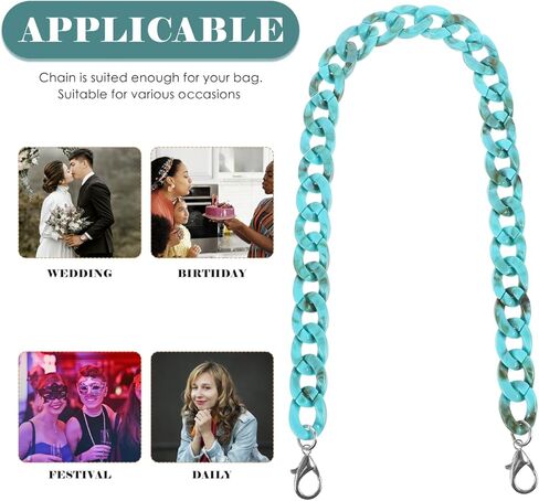 DOITOOL Turquoise Acrylic Purse Chain : Unique Big Fish Bone Design Beaded Chain Strap for Bag Stylish Charm Replacement for Handbags Purses Messenger Bags for Parties Travel Everyday Use 23.62 Inch in Saudi Arabia