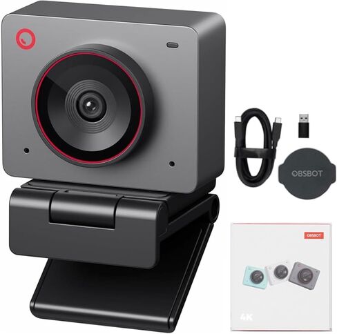 OBSBOT Meet 2 Al-Powered 4K Webcam— Ultra HDR,1080p@60FPS,1/2" CMOS,4X Digital Zoom,Plug&Play,Built-in Dual Mic—Work with Skype, Zoom/ MS_Teams/Google Meet—for Online Call/Meeting/Educate-Grey in Kuwait