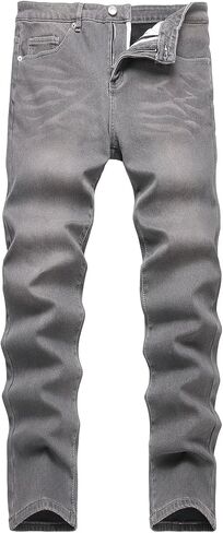 TENGINE Mens Fleece Denim Pants Winter Warm Skinny Slim Fit Jeans in Saudi Arabia