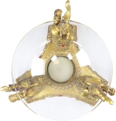 Ebros Feng Shui Trio Golden Tooled Thai البوذية الفيلة البوق ضوء الشاي شمعة النفط دفئا تمثال الشمع تورتة الموقد رائحة الناشر الراتنج بوذا الفيل تحت عنوان تمثال الزخرفية in Kuwait