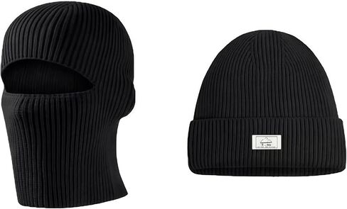 2 in 1 Balaclava Face Mask Beanie Hat - Knitted Beanie for Men Women Winter Warm Full Face Cover Ski Mask for Outdoor Sports in Saudi Arabia