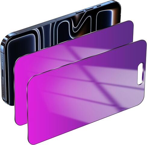2 Pack for iPhone 16 Pro Privacy Screen Protector Gradient Colorful for 16Pro Anti-Spy Tempered Glass Mirror Easy Installation Frame Full Coverage Anti Bluelight No Bubble (6.3 Inch Purple) in Kuwait