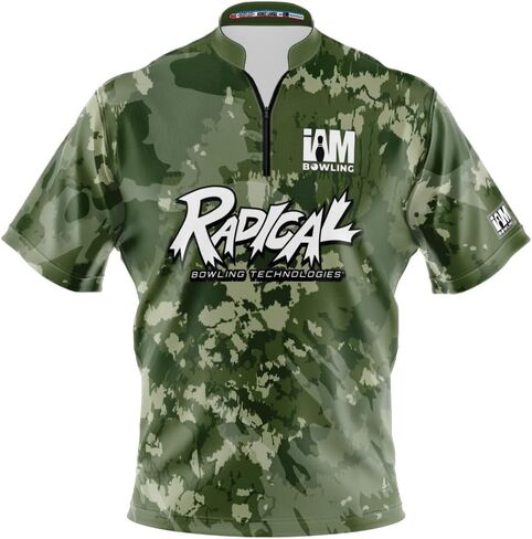 قميص بولينج مصبوغ بشعار Infusion (ياقة وشاح) - تصميم I AM Bowling Fun 2053-RD - جذري - Army CAMO (3X-Large) in Kuwait