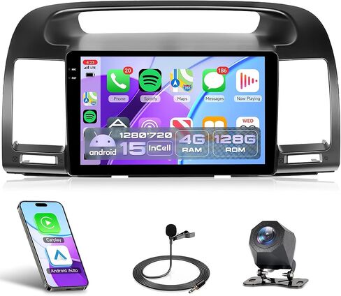 4G+64G Radio for Toyota Camry 2000-2006, Rimoody Android 13 Car Stereo Wireless Carplay Andorid auto Mirror Link 9'' HD Touchscreen GPS WiFi Bluetooth FM/RDS EQ-32 SWC Split Screen Backup Camera in Kuwait