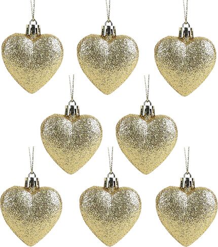 Christmas Concepts® 8 x 60mm Turquoise Glitter Heart Shaped Christmas Tree Ornaments in Kuwait