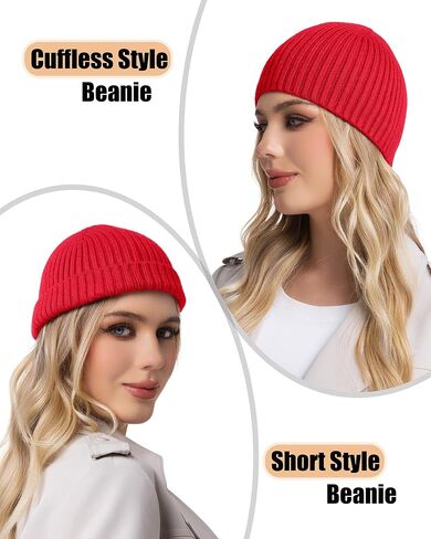 ROYBENS Wool Beanie for Men Women, Seamless Knit Warm Winter Hat Cuffless Soft Trawler Fisherman Beanies Watch Cap Skull Caps in Saudi Arabia