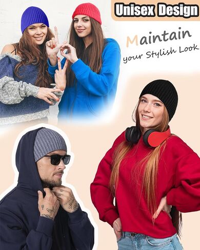 ROYBENS Wool Beanie for Men Women, Seamless Knit Warm Winter Hat Cuffless Soft Trawler Fisherman Beanies Watch Cap Skull Caps in Saudi Arabia