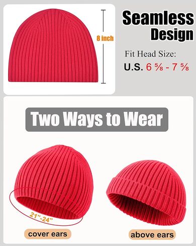 ROYBENS Wool Beanie for Men Women, Seamless Knit Warm Winter Hat Cuffless Soft Trawler Fisherman Beanies Watch Cap Skull Caps in Saudi Arabia