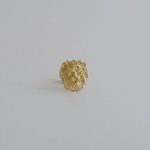 ANYGOLDS 14k Real Solid Gold Unique Lion Stud Earring - Ideal for Cartilage Daith Helix Tragus Conch Rook & Snug - 18gauge Ear Post Stud - Perfect for Minimalist Design - Sold as a Single in Saudi Arabia