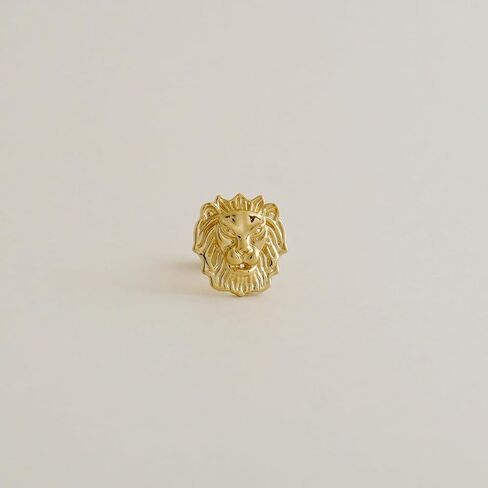 ANYGOLDS 14k Real Solid Gold Unique Lion Stud Earring - Ideal for Cartilage Daith Helix Tragus Conch Rook & Snug - 18gauge Ear Post Stud - Perfect for Minimalist Design - Sold as a Single in Saudi Arabia
