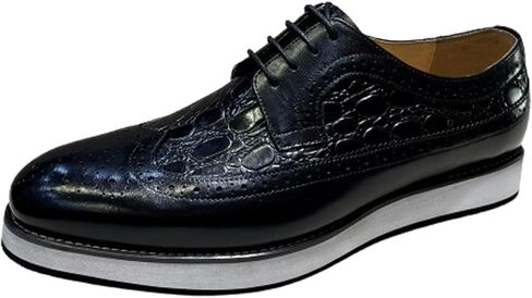 أحذية Santimon الرجالية الرسمية من Oxfords - جلد Wingtip Brogue الفاخر برباط علوي للعمل الكاجوال، الزفاف، المكتب in Saudi Arabia