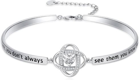 Engraved Love Knot Bangle Bracelets for Women, 18K White Rose Gold Plated Bracelet, Anniversary Birthday Mothers Day Fashion Jewelry Gifts for Wife Girlfriend Sister Friends in Saudi Arabia