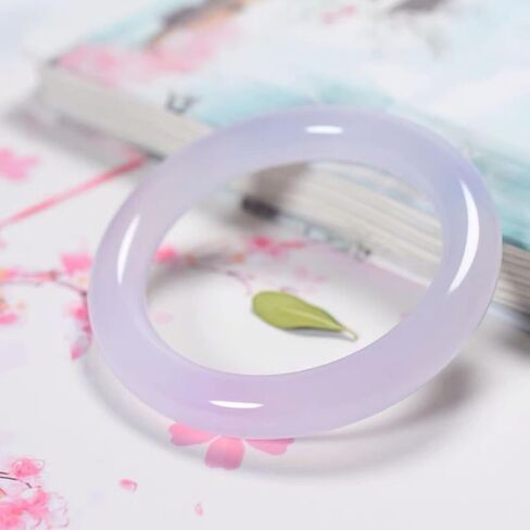 Gemstone Bangle for Women, Icy Agate with Purple Veins Gemstone Bracelet,Lovely Gift for Girlfriend on Birthday in Saudi Arabia