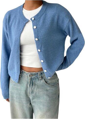 Women's Knit Cardigans Long Sleeve Button Dwon Lightweight Cardigan Sweaters Trendy Fall Outfits in Kuwait