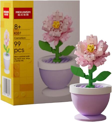 Micro-Orchid Building Set with Display Pot, Botanical Sculpture Collection for Home and Office Decor, Adult Microblocks Construction Project for Floral Display and Interior Decoration(Carnation) in Saudi Arabia