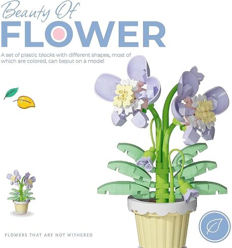Micro-Orchid Building Set with Display Pot, Botanical Sculpture Collection for Home and Office Decor, Adult Microblocks Construction Project for Floral Display and Interior Decoration(Carnation) in Saudi Arabia
