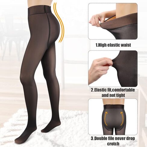 1 Piece Warm Pantyhose for Women Thermal Lined Leggings Stretch No Fleece Leggings Fake Sheer Tights for Girl Ladies Girlfriend Wife (80g) in Saudi Arabia