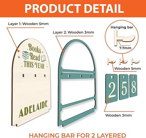 Personalized Books Read Tracker, Books Read This Year Counter, Book Tracker for Bookshelf Decor, Reader Gift, Bookworm Lover Gift, Bookish Christmas Gifts 06 in Saudi Arabia