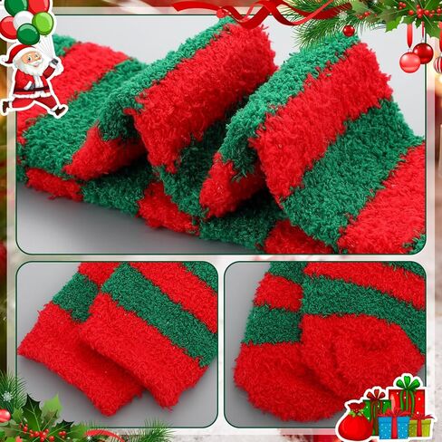 3 Pairs Christmas Fuzzy Knee High Striped Socks 3 Style Novelty Colorful Striped Socks Christmas Gifts for Women Girls Costume in Saudi Arabia