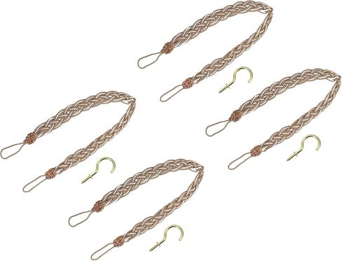 uxcell 2Pcs Curtain Tiebacks, 58cm/23 Braided Drapery Holdback Holder Decorative Rope Tie Back, Olive Green/Mixed Silver in Saudi Arabia