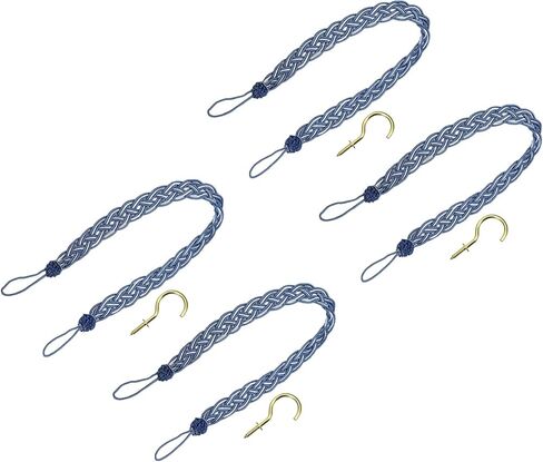 uxcell 2Pcs Curtain Tiebacks, 58cm/23 Braided Drapery Holdback Holder Decorative Rope Tie Back, Olive Green/Mixed Silver in Saudi Arabia